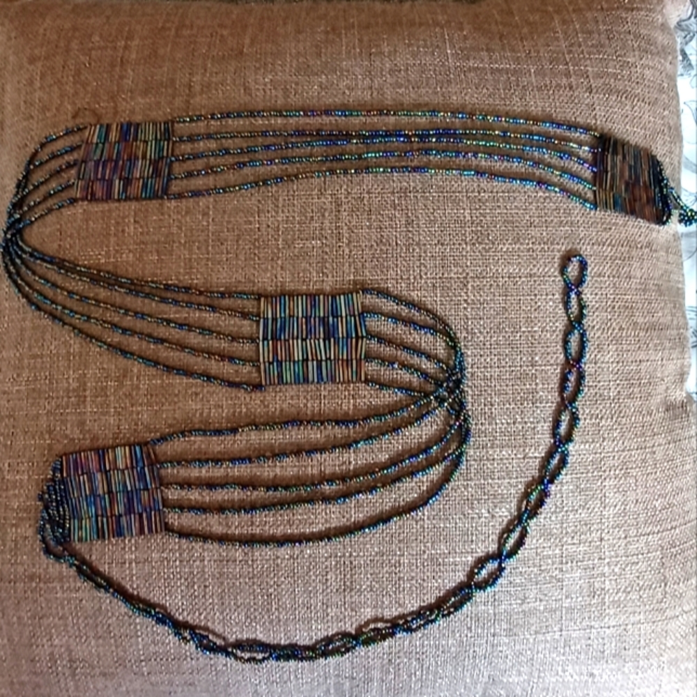 EUC Handmade Oil Slick Iridescent Beaded Belt